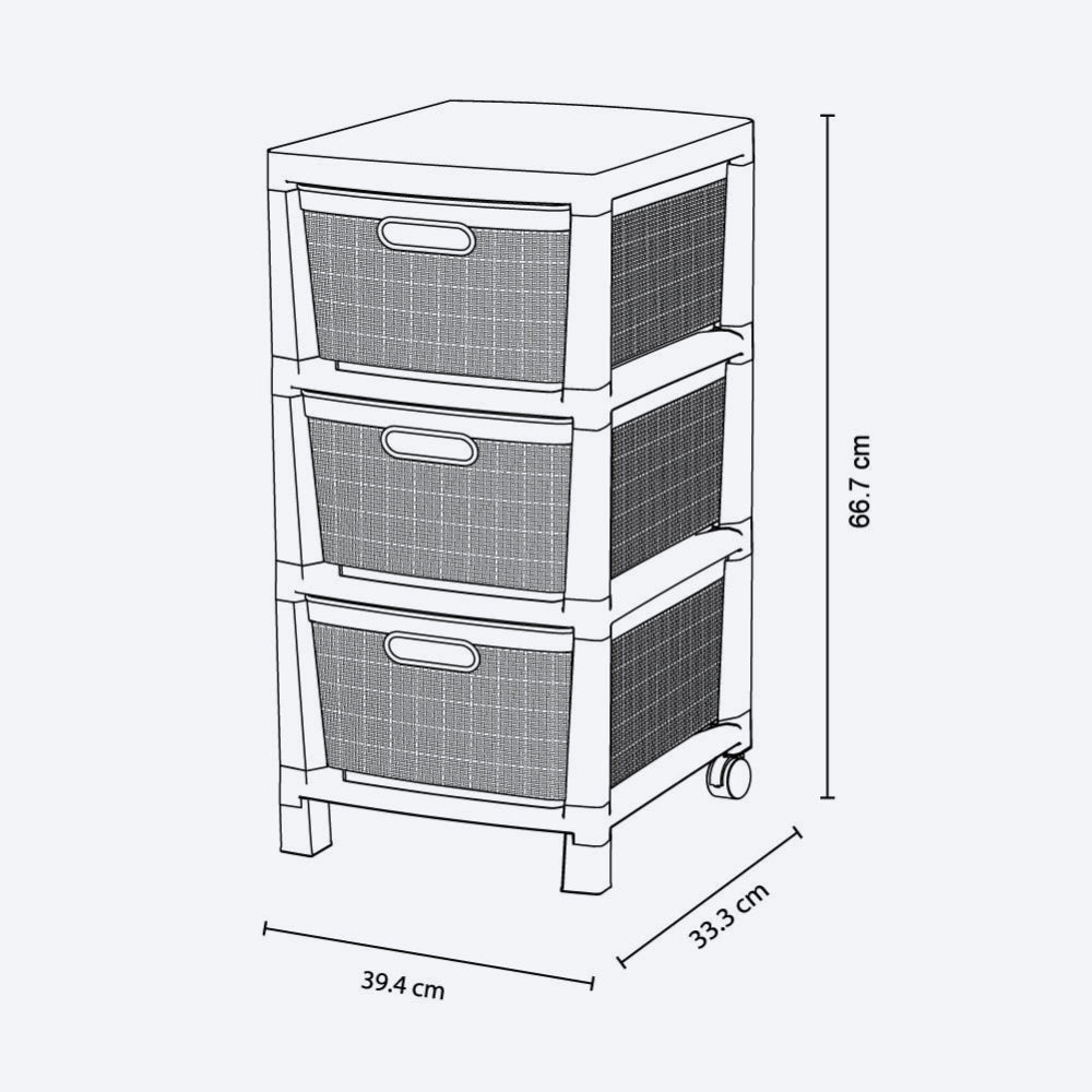 Cajonero apariencia Fique de 3 gavetas de Rimax