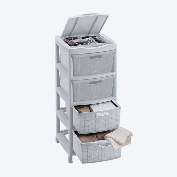 Gavetero Fique con 4 gavetas y tapa organizadora de Rimax