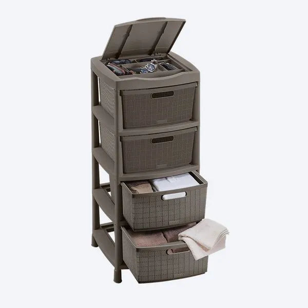 Gavetero Fique con 4 gavetas y tapa organizadora de Rimax