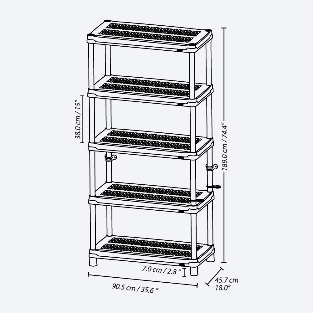Estantería ventilada de 18 pulgadas con 5 niveles de Rimax.
