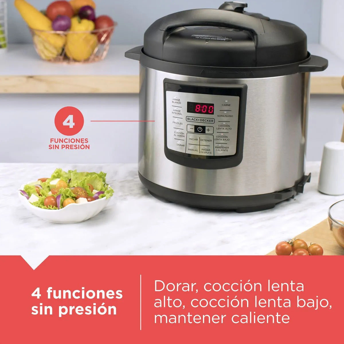 Olla de presión 5.7 Litros multifuncional de Black + Decker PR100SD