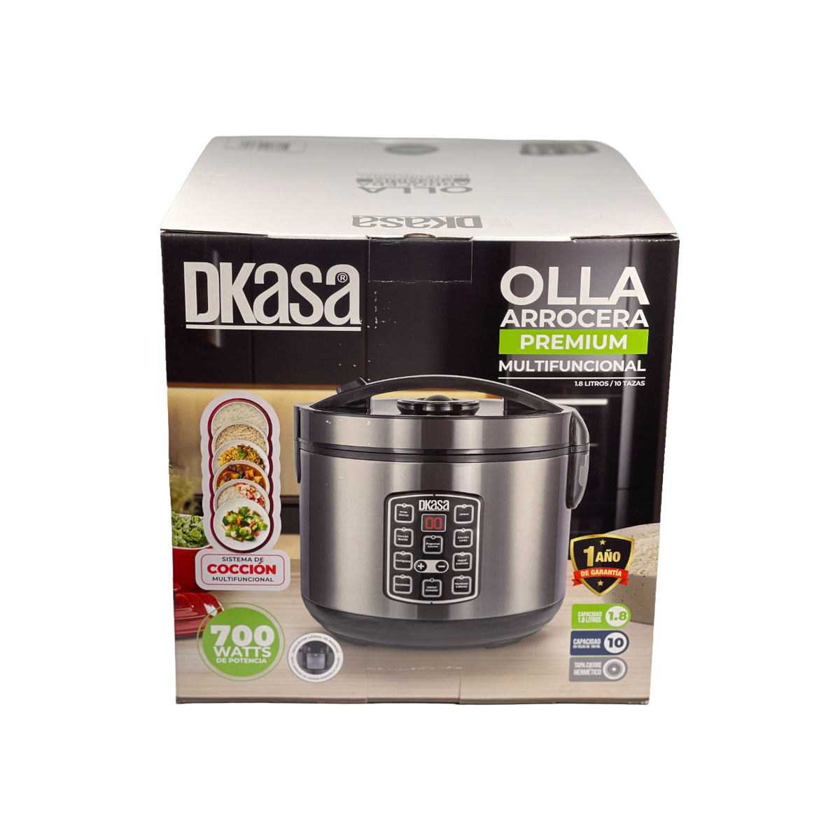 Olla arrocera multifuncional de 1,8 litros Dkasa