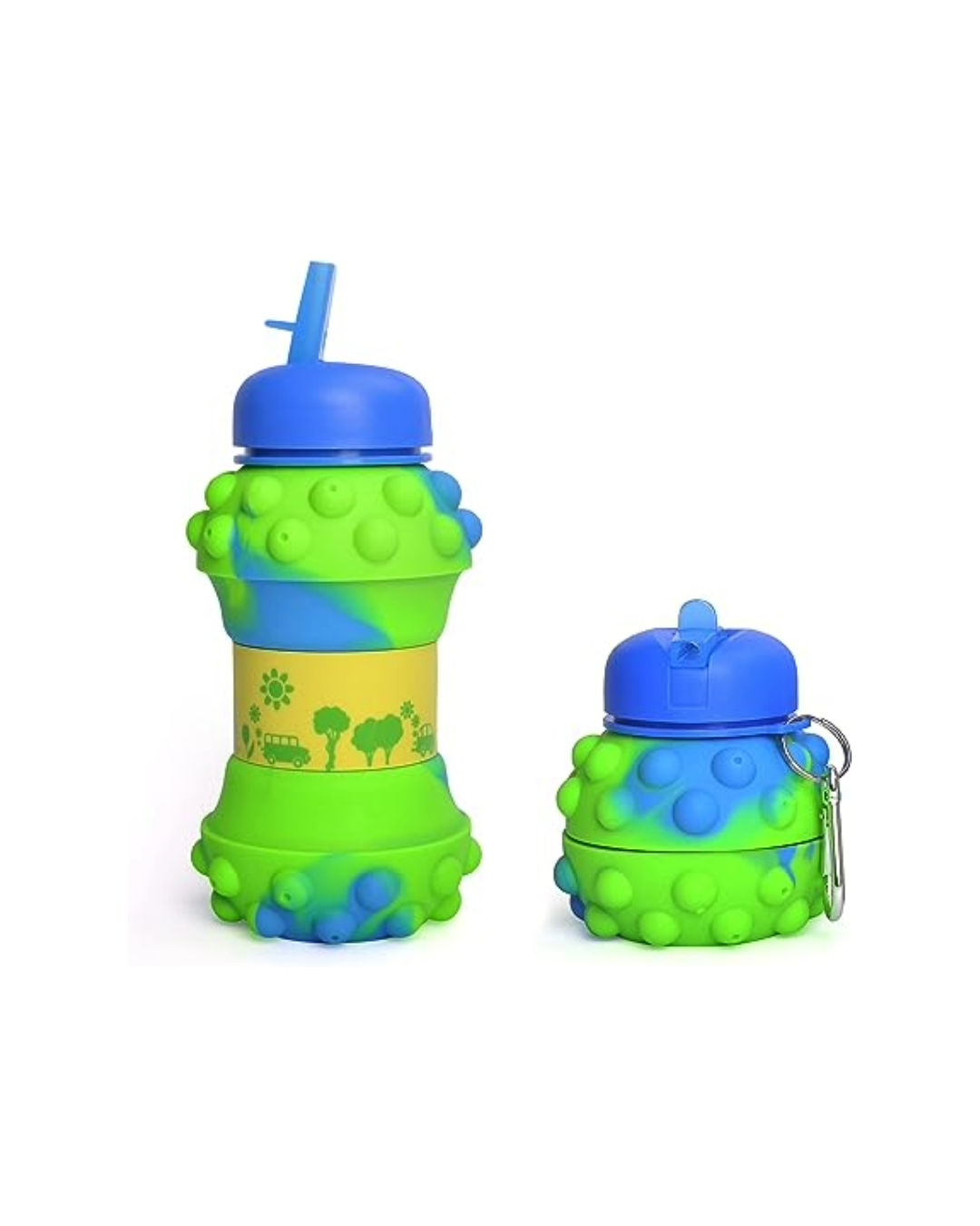 Botella Pop It plegable GreenBlue de 500Ml en silicona. - Pa´la house