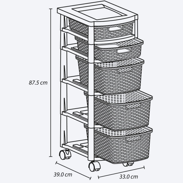 Cajonero Rattan con 5 gavetas (2 pequeñas y 3 grandes) de Rimax. - Pa´la house