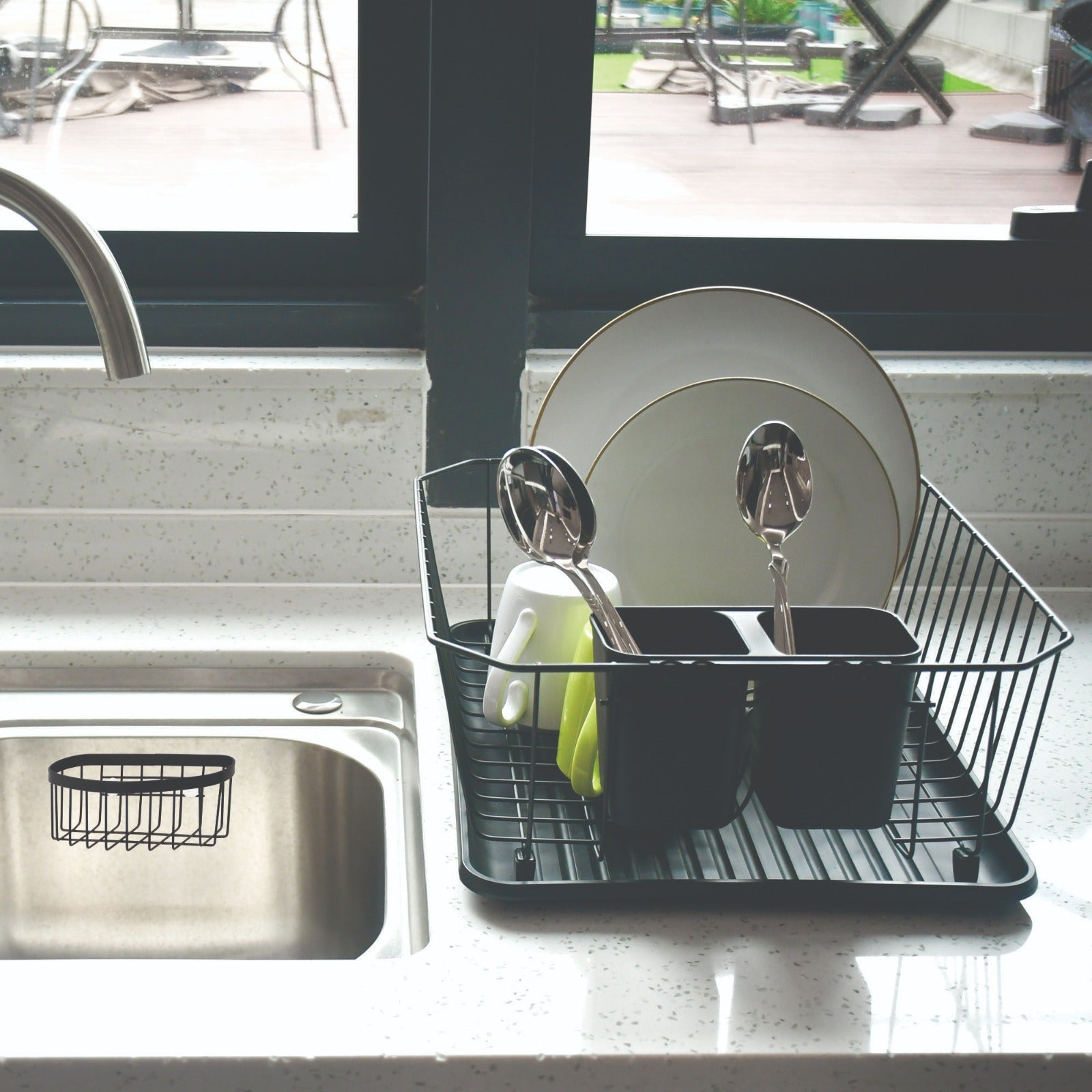 Set escurridor metálico de 3 piezas, negro. - Pa´la house