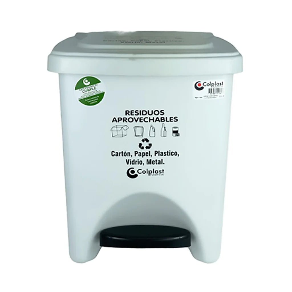 Papelera cuadrada de pedal de 22 litros peletizada de Colplast - Pa´la house