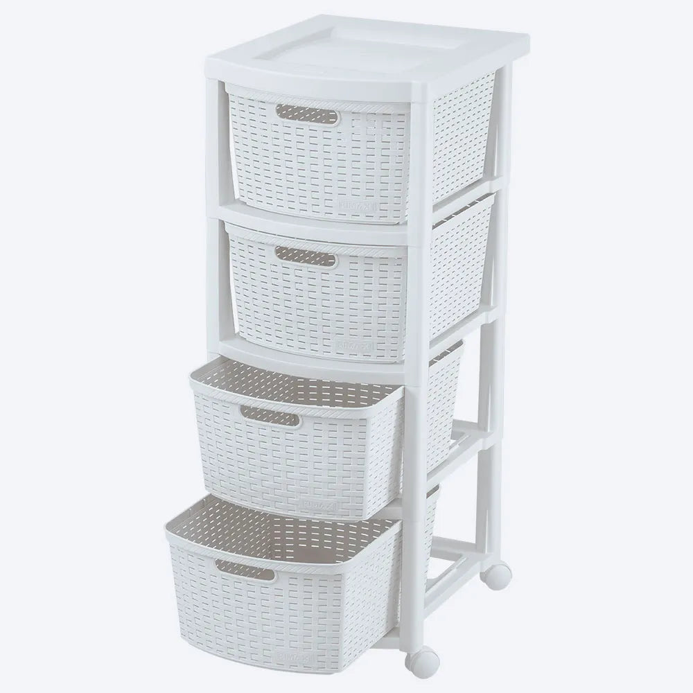 Cajonero Apariencia Rattan 4 Gavetas Altas