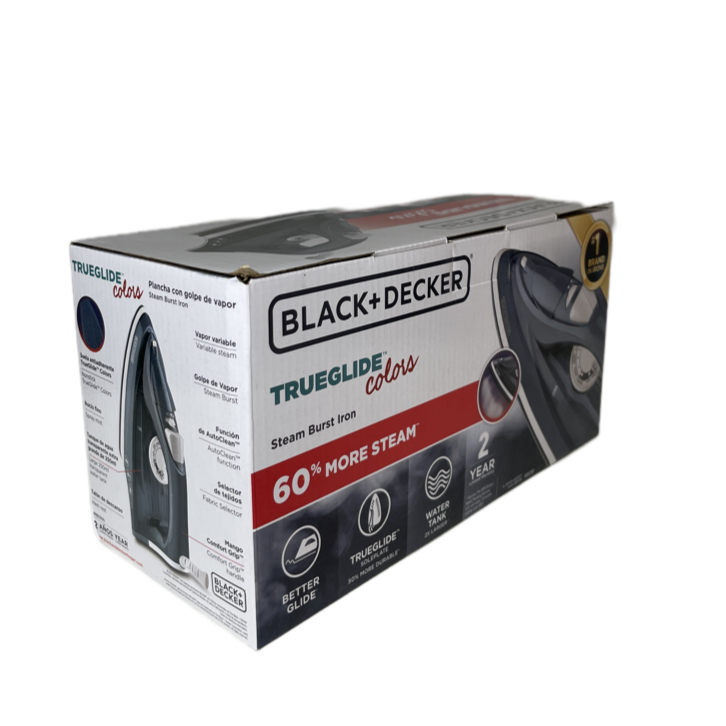 Plancha Trueglide Colors de Black & Decker con tiro de vapor.