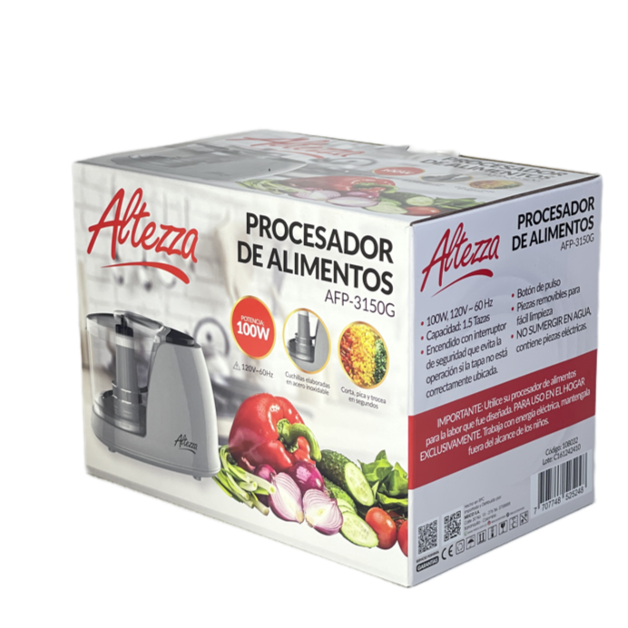 Procesador de alimentos gris de Altezza de 100Watts