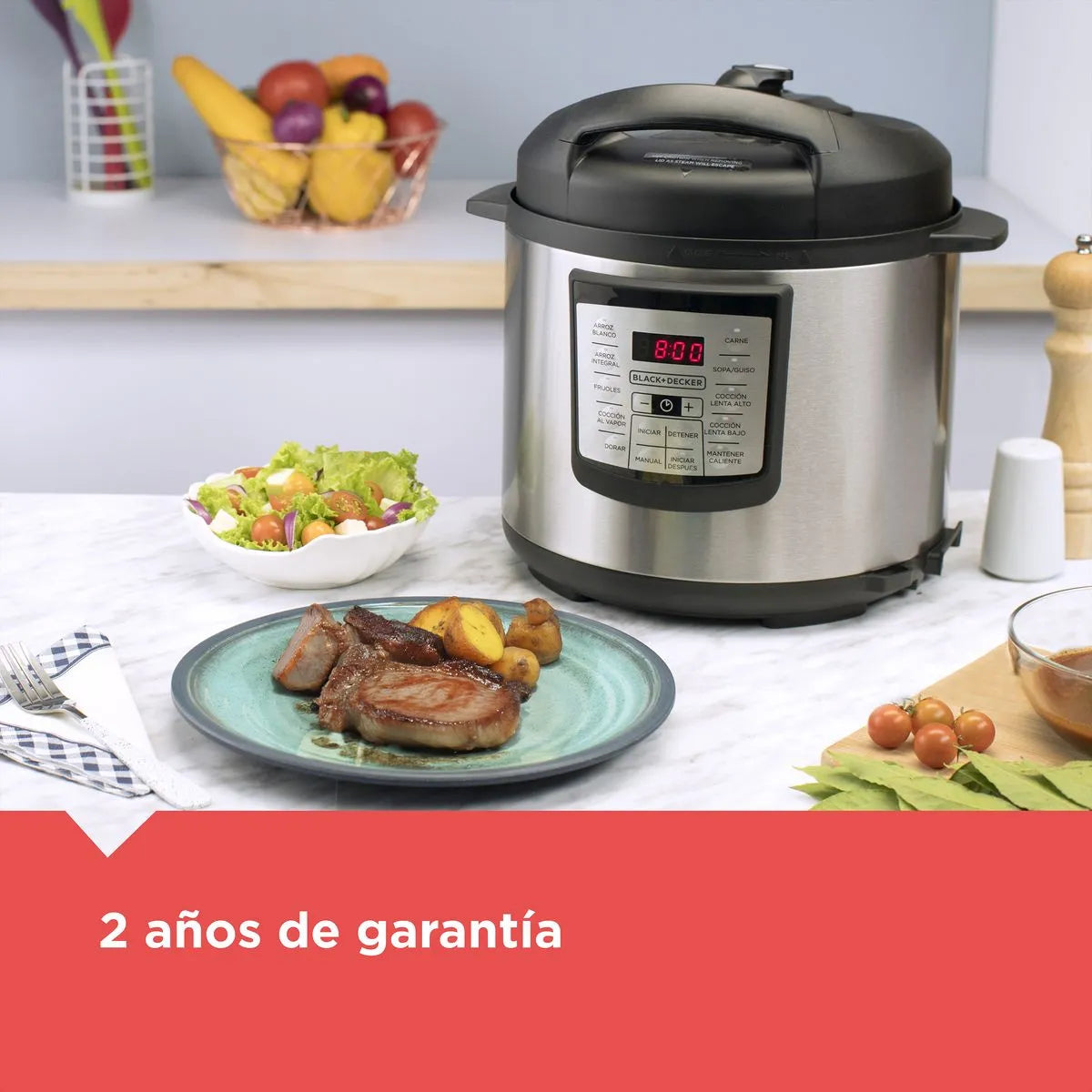Olla de Presión Eléctrica Multifuncional Black+Decker 5.7L (PR100SD) – 7 en 1 - Pa´la house