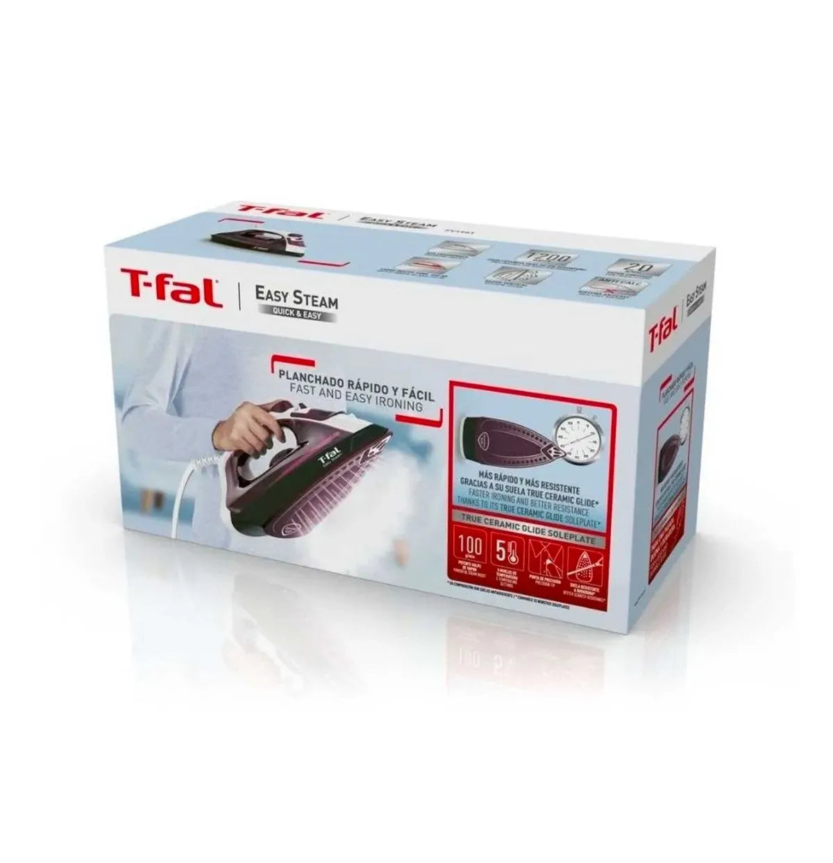 Plancha Easy Steam T-FAL con suela cerámica antiadherente y vapor potente
