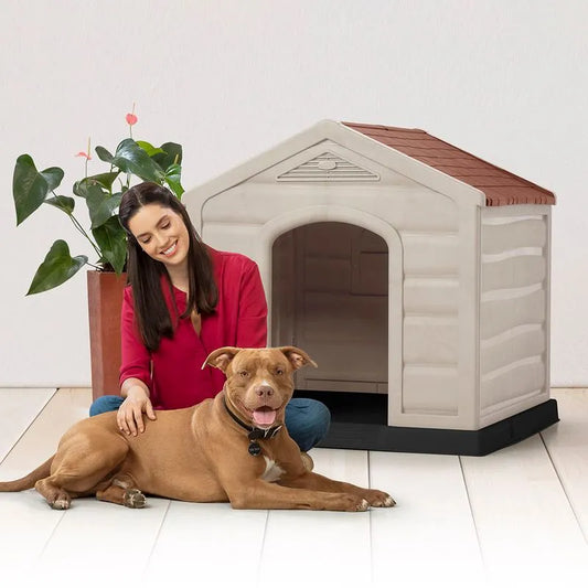Casa para perros de razas medianas y grandes. Gris hielo/Terracota