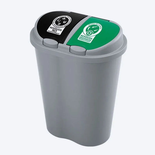 Basurero para manejo de residuos doble de 50 litros.
