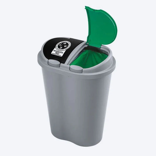 Basurero para manejo de residuos doble de 50 litros.