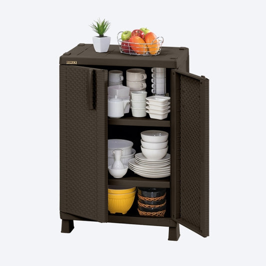 Armario mediano de apariencia Rattan color Wengue de Rimax