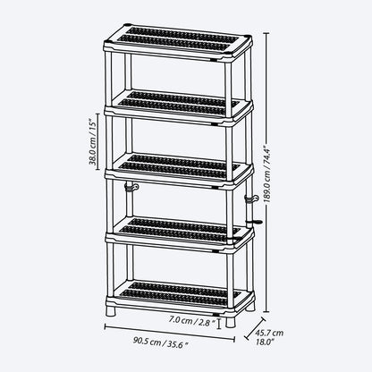 Estantería ventilada de 18 pulgadas con 5 niveles de Rimax.