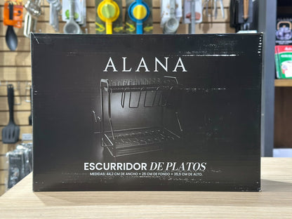 Escurridor de platos negro 2 niveles en acero