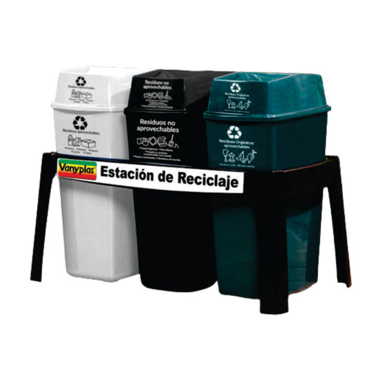 Punto ecológico de tres papeleras Vanyplas