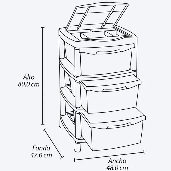 Gavetero Grande 3 gavetas y Tapa Organizadora de Rimax - Pa´la house