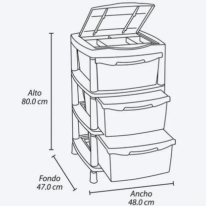 Gavetero Grande 3 gavetas y Tapa Organizadora de Rimax - Pa´la house