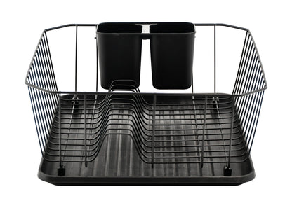 Set escurridor metálico de 3 piezas, negro.