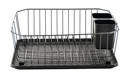 Set escurridor metálico de 3 piezas, negro.