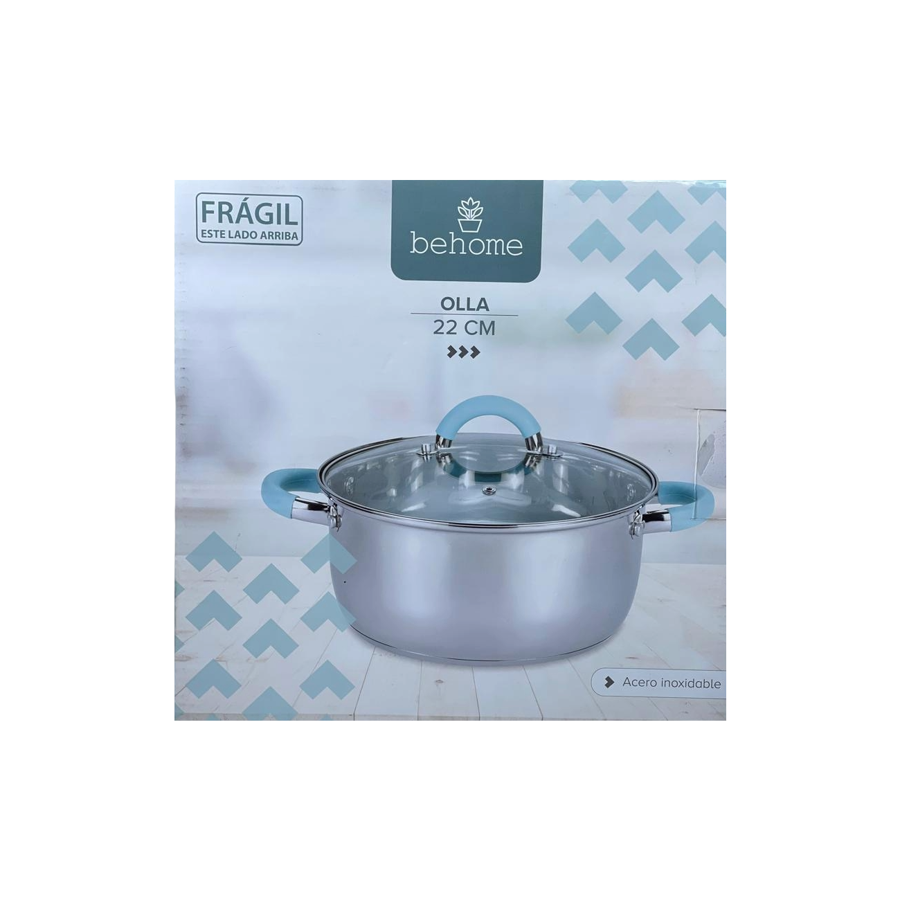 Olla en acero inox de 22cms con tapa de vidrio de Behome - Pa´la house