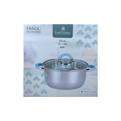 Olla en acero inox de 22cms con tapa de vidrio de Behome - Pa´la house
