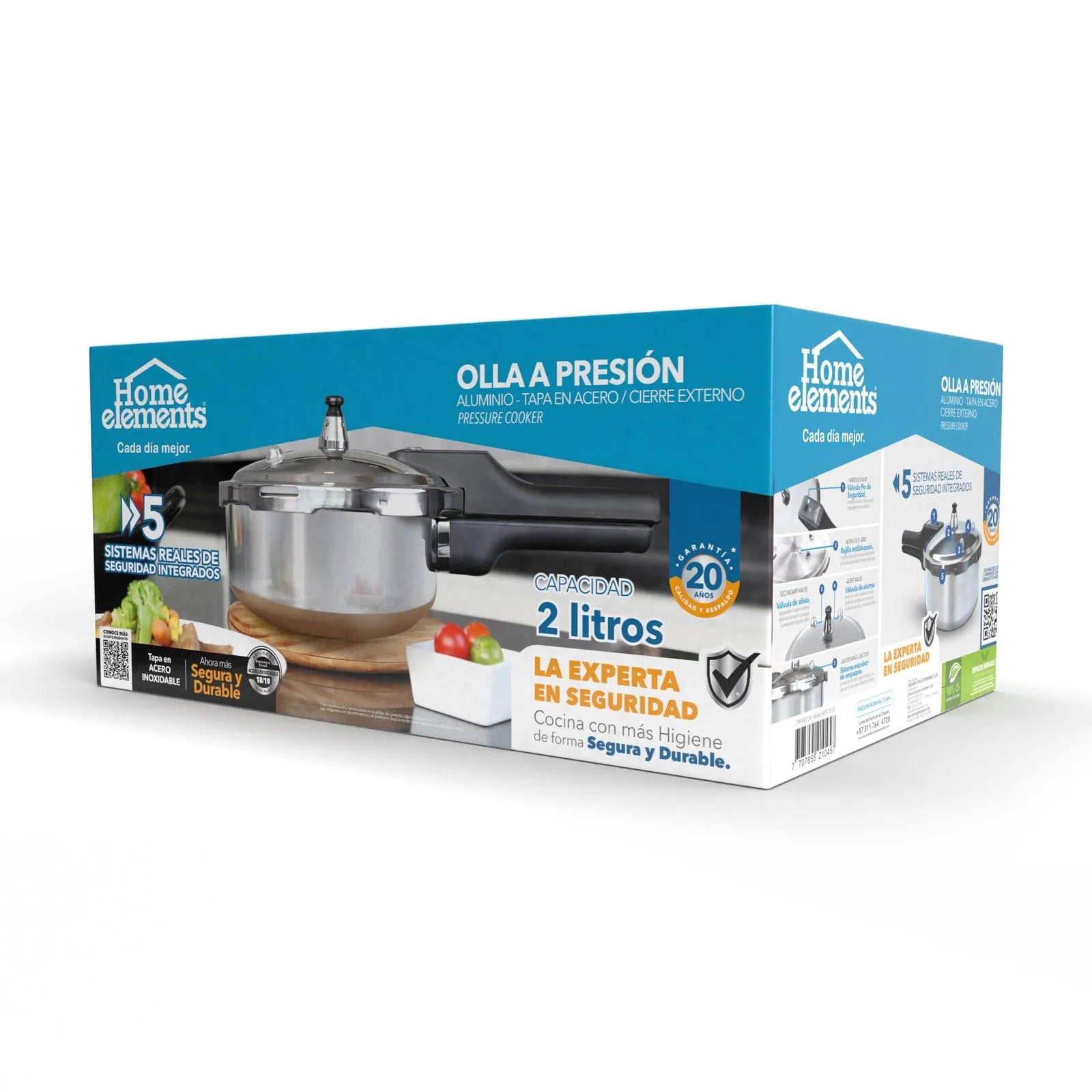 Olla a Presión aluminio de 2 litros de Home Elements - Pa´la house