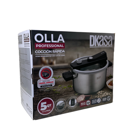 Olla profesional DKasa de cocción rápida con tapa de vidrio. - Pa´la house