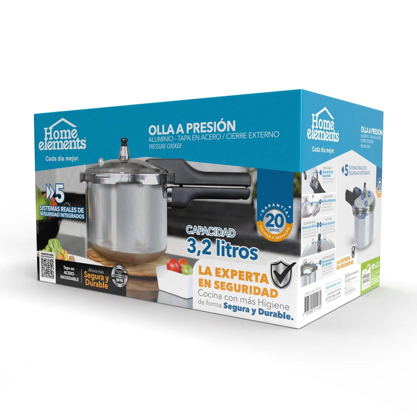 Olla a presión aluminio 3.2 lts cierre externo de Home Elements - Pa´la house