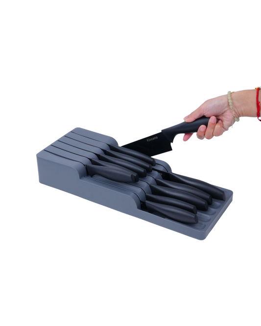 Organizador de cuchillos de 2 niveles, gris.
