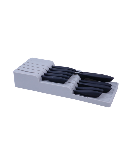 Organizador de cuchillos de 2 niveles, gris.