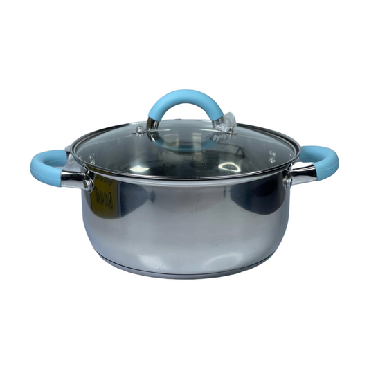 Olla en acero inox de 22cms con tapa de vidrio de Behome