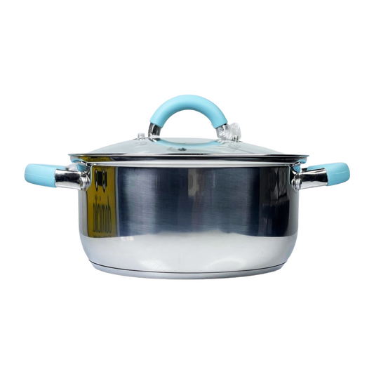 Olla en acero inox de 22cms con tapa de vidrio de Behome