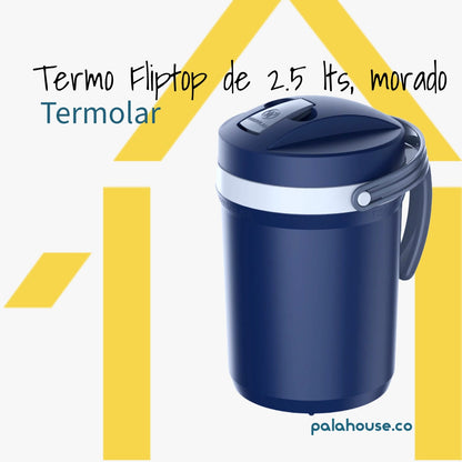 Termo Fliptop Morado de 2.5 lts de Termolar