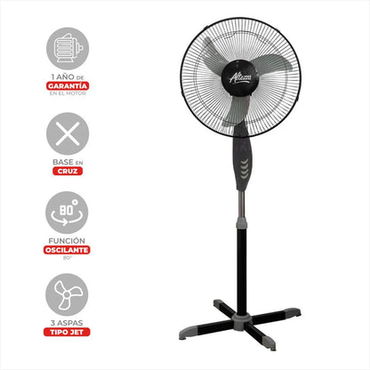 Ventilador de pedestal de 16 pulgadas negro de Altezza. - Pa´la house