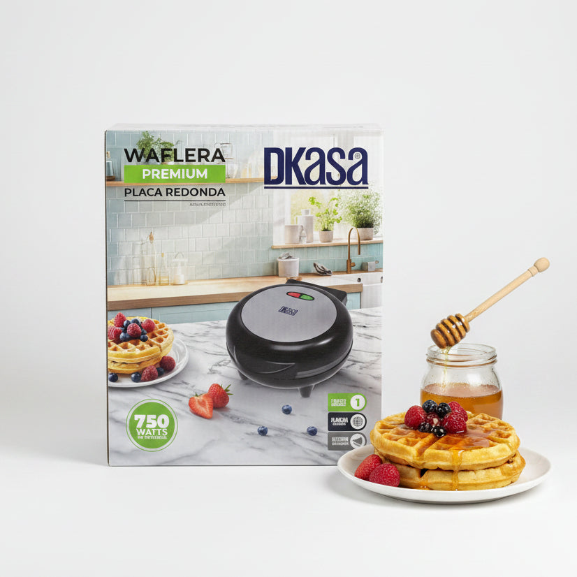 Waflera Premium Placa Redonda Antiadherente 4 divisiones Dkasa
