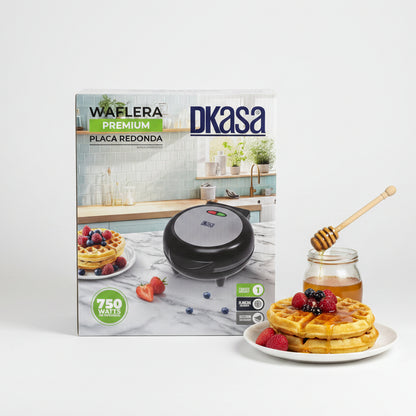 Waflera Premium Placa Redonda Antiadherente 4 divisiones Dkasa