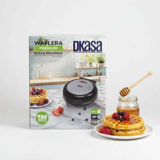 Waflera Premium Placa Redonda Antiadherente 4 divisiones Dkasa