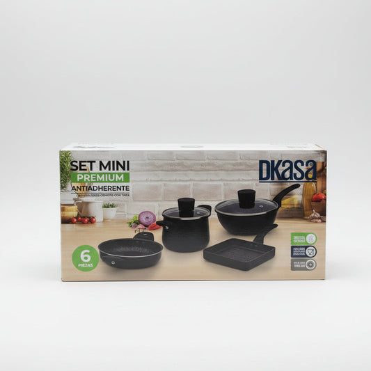 Set Mini Premium 6 Piezas Antiadherente Marmolizado Granito DKASA