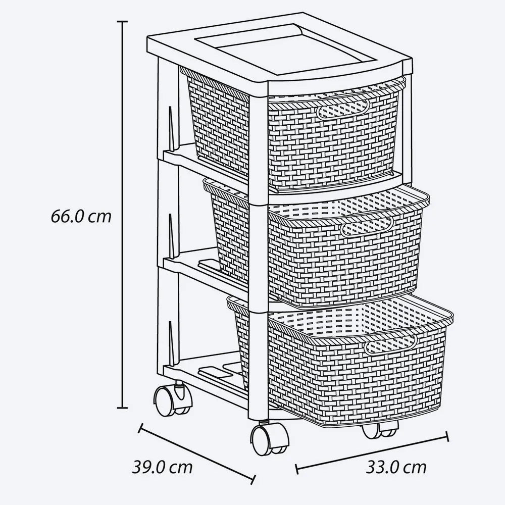 Cajonero Rattan 3 gavetas de Rimax