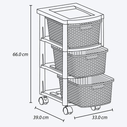 Cajonero Rattan 3 gavetas de Rimax