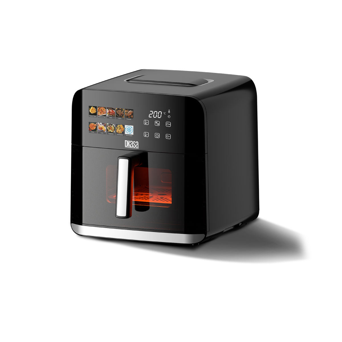 Freidora de Aire de 10 lts. con visor, doble resistencia, panel digital a color Dkasa