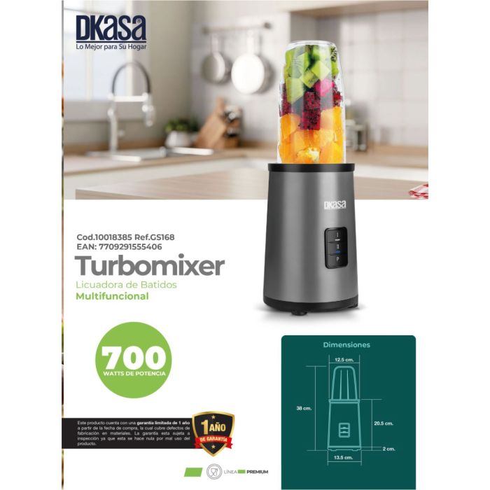 Licuadora Turbomixer Premium de Batidos Multifuncional Dkasa