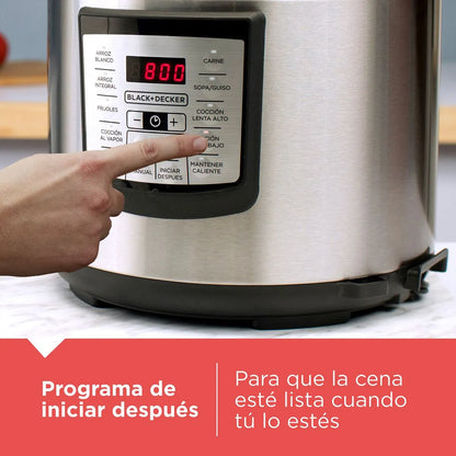 Olla de Presión Eléctrica Multifuncional Black+Decker 5.7L (PR100SD) – 7 en 1 - Pa´la house