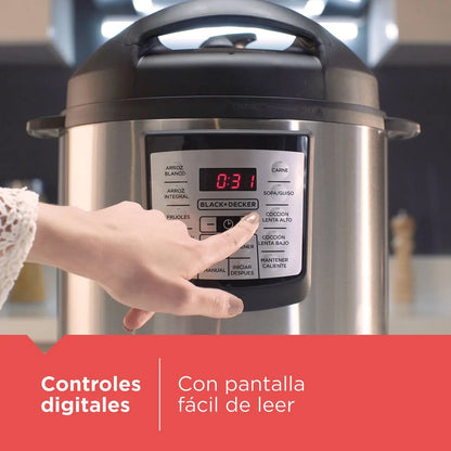 Olla de Presión Eléctrica Multifuncional Black+Decker 5.7L (PR100SD) – 7 en 1 - Pa´la house