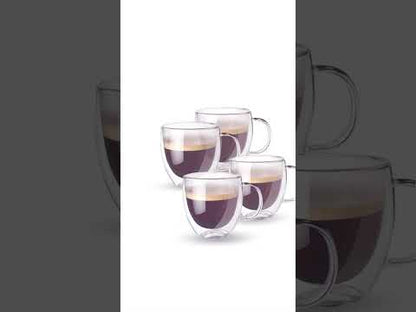Set x4 Taza de Vidrio Doble Pared 150ml OnOff – Elegancia y Resistencia