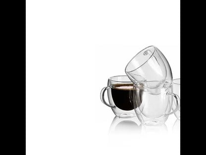 Set x4 Taza de Vidrio Doble Pared 150ml OnOff – Elegancia y Resistencia