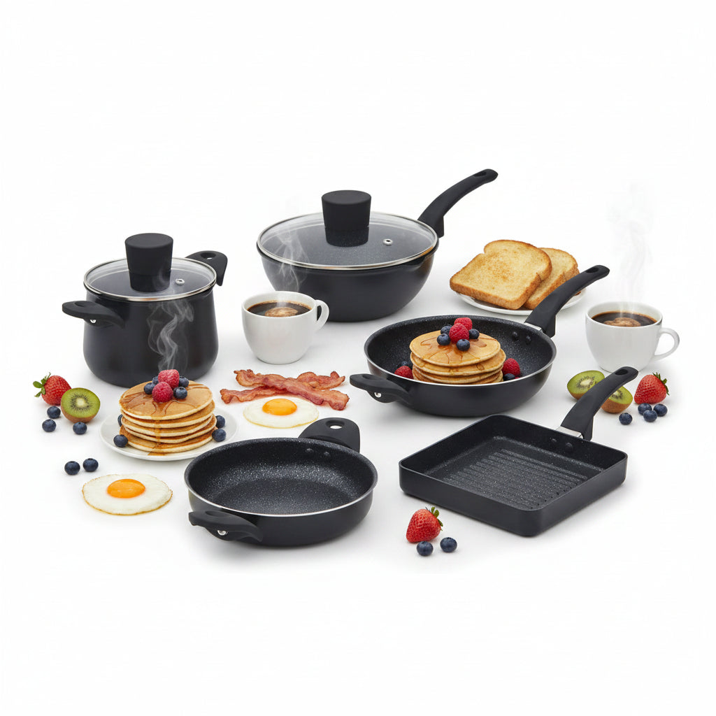 Set Mini Premium 6 Piezas Antiadherente Marmolizado Granito DKASA